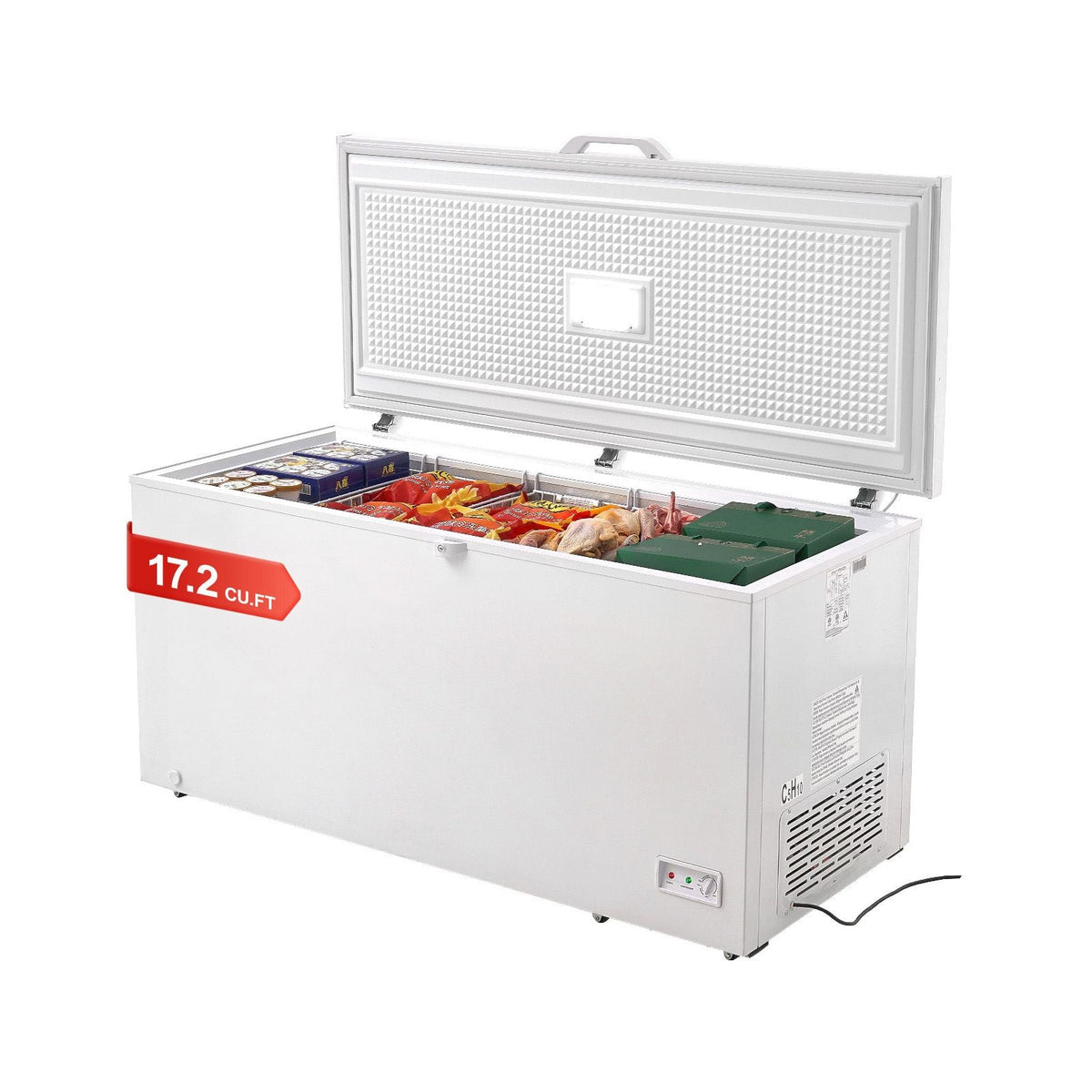Chest Freezer, 17 Cu.ft Freestanding Top Open Door Commercial Chest Freezers, with 4 Removable Baskets, Locking Lid, Adjustable Temp for -18.4-10.4/32 to 50Fahrenheit, LED Lighting, 6 Wheels