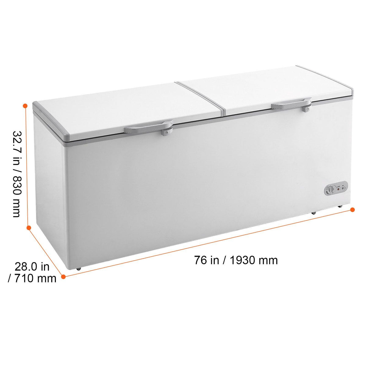 Chest Freezer, 19.8 Cu.ft / 561 L Large Deep Freezer with Split Top Double Locking Lids, Freestanding Commercial Chest Freezer & 4 Removable Baskets, 7-Level Adjustable Temp, LED Light, 6 Wheels