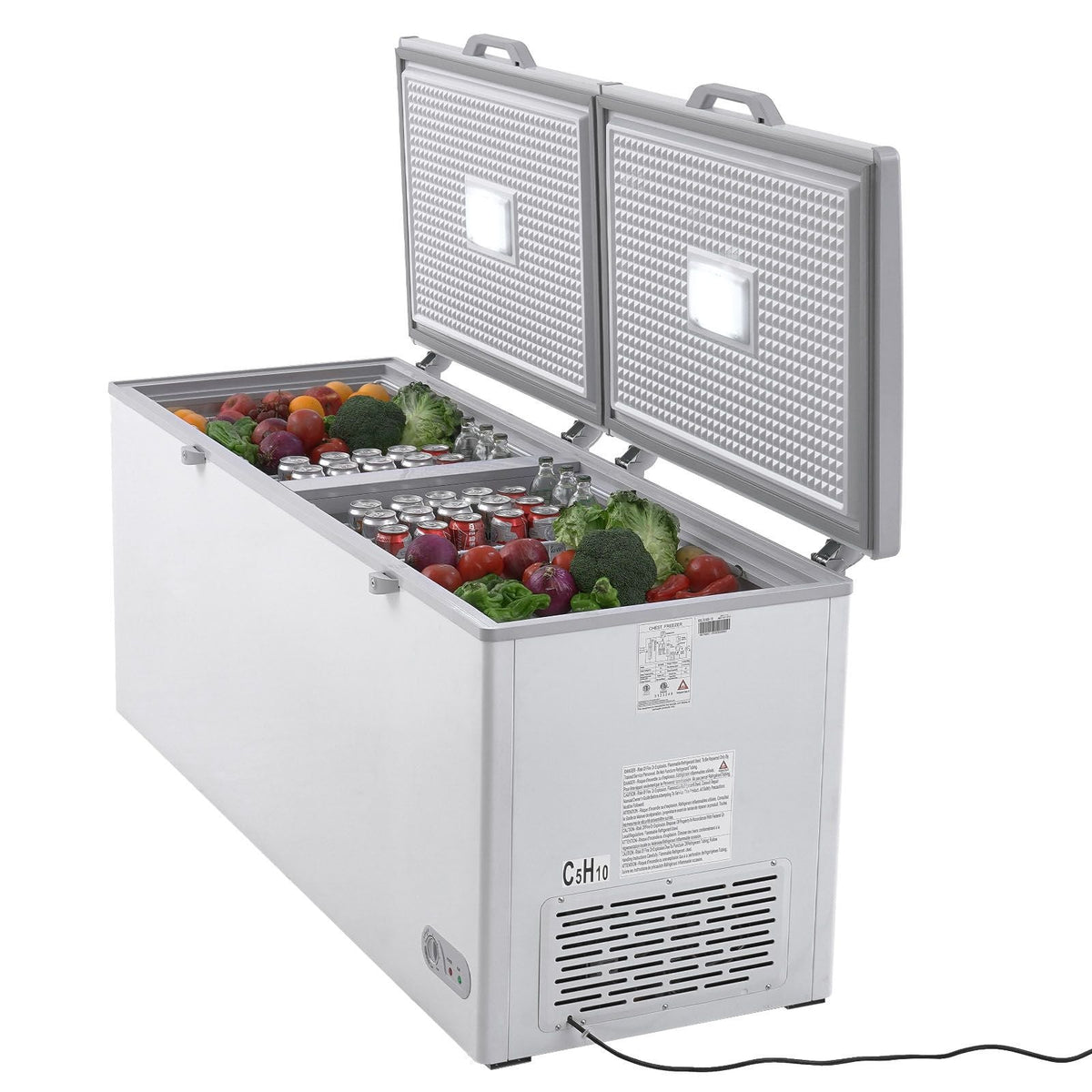 Chest Freezer, 19.8 Cu.ft / 561 L Large Deep Freezer with Split Top Double Locking Lids, Freestanding Commercial Chest Freezer & 4 Removable Baskets, 7-Level Adjustable Temp, LED Light, 6 Wheels