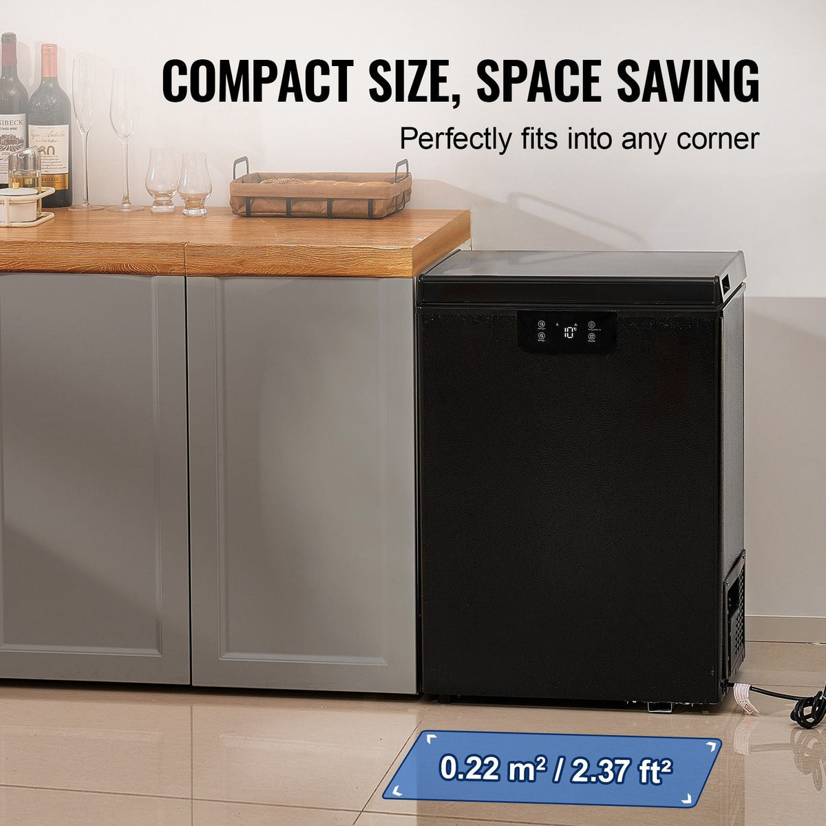 Chest Freezer, 2.22 Cu.ft / 63 L Compact Deep Freezer, Free Standing Top Open Door Chest Freezers with 2 Removable Baskets & Adjustable Thermostat, Energy Saving & Low Noise, Black