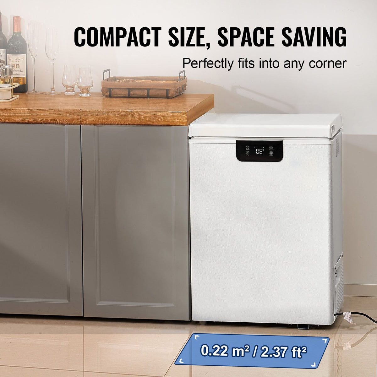 Chest Freezer, 2.22 Cu.ft / 63 L Compact Deep Freezer, Free Standing Top Open Door Chest Freezers with 2 Removable Baskets & Adjustable Thermostat, Energy Saving & Low Noise, White