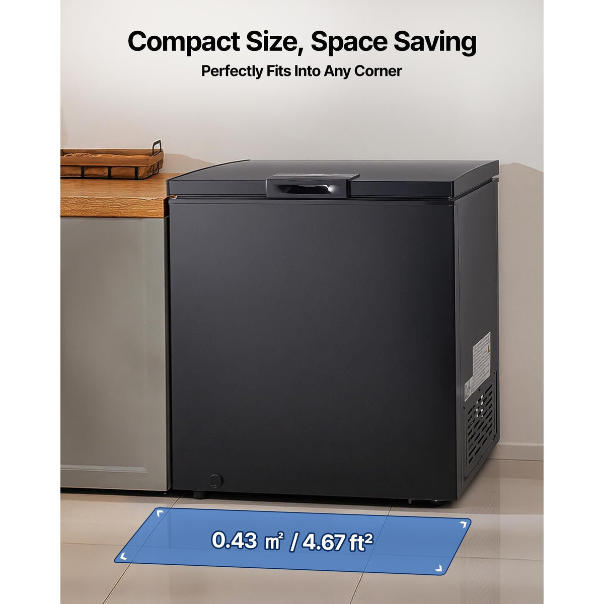 Chest Freezer, 5 Cu.ft Compact Deep Freezer, Free Standing Top Open Door Chest Freezers with 2 Removable Baskets & Adjustable Thermostat - Energy Saving, Low Noise & Garage Ready, Black