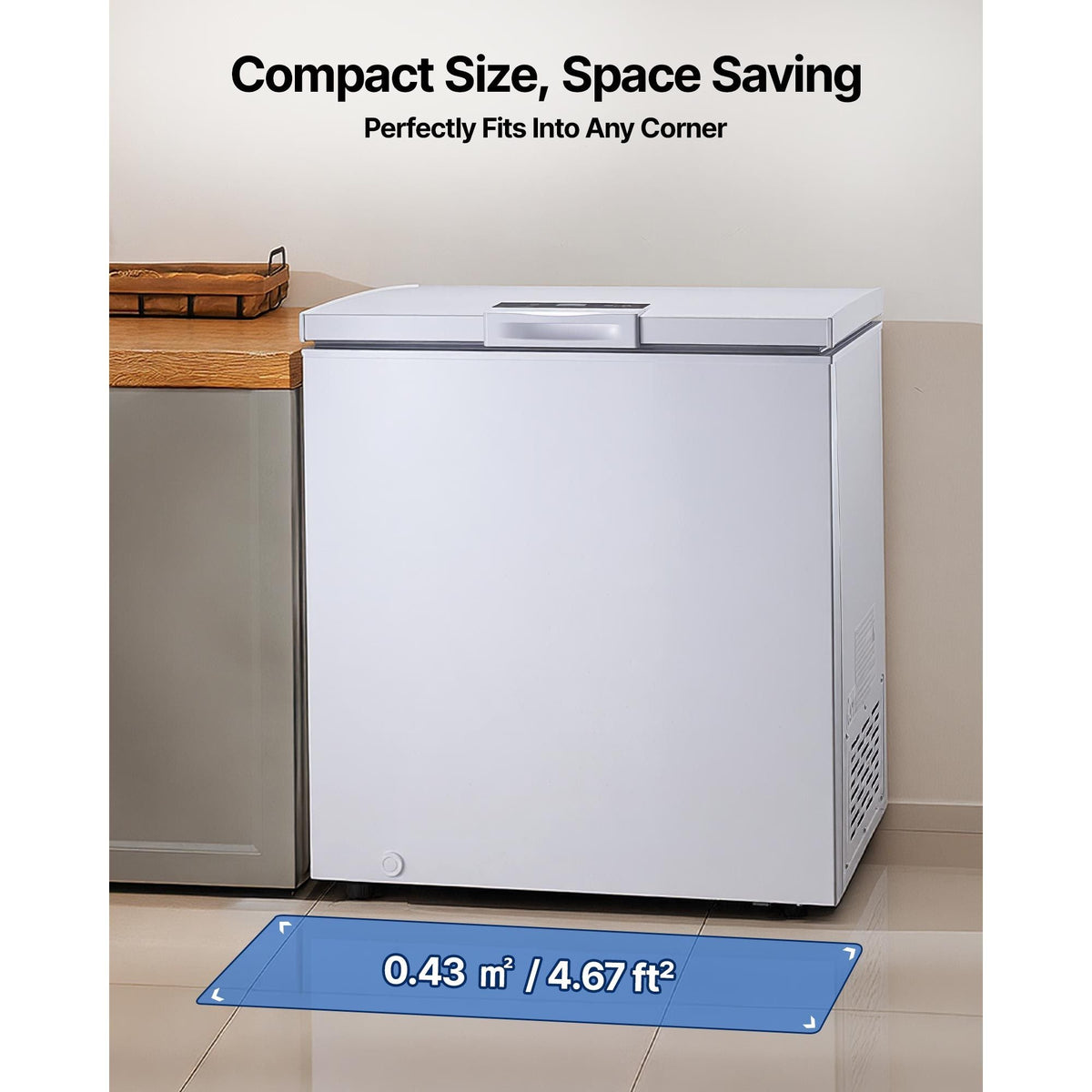 Chest Freezer, 5 Cu.ft Compact Deep Freezer, Free Standing Top Open Door Chest Freezers with 2 Removable Baskets & Adjustable Thermostat - Energy Saving, Low Noise & Garage Ready, White