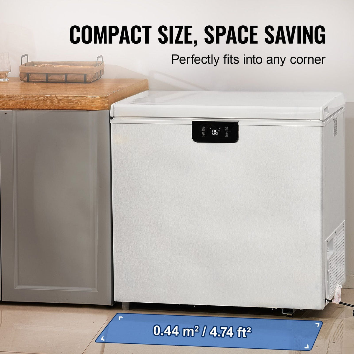 Chest Freezer, 5.4 Cu.ft / 153 L Compact Deep Freezer, Free Standing Top Open Door Compact Freezers with 2 Removable Baskets & Adjustable Thermostat, Energy Saving & Low Noise, White