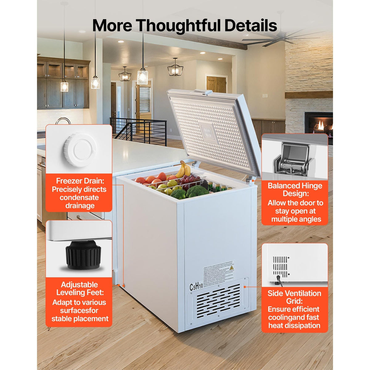 Chest Freezer, 6.7 Cu.ft Compact Deep Freezer, Free Standing Top Open Door Chest Freezers with 2 Removable Baskets & Adjustable Thermostat - Energy Saving, Low Noise & Garage Ready, White