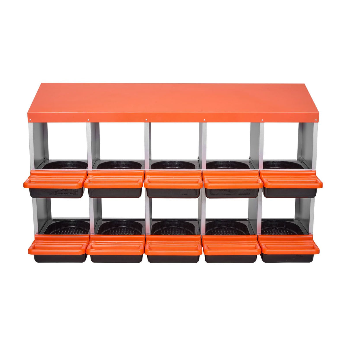 Chicken Nest Box, 10-Compartment, 30 to 45 in Stable & Corrosion-Resistant Metal Nesting Boxes with Inclined Nesting Boxes, Bottom Holes & Resting Platform, Fit for Different Chicken Breeds