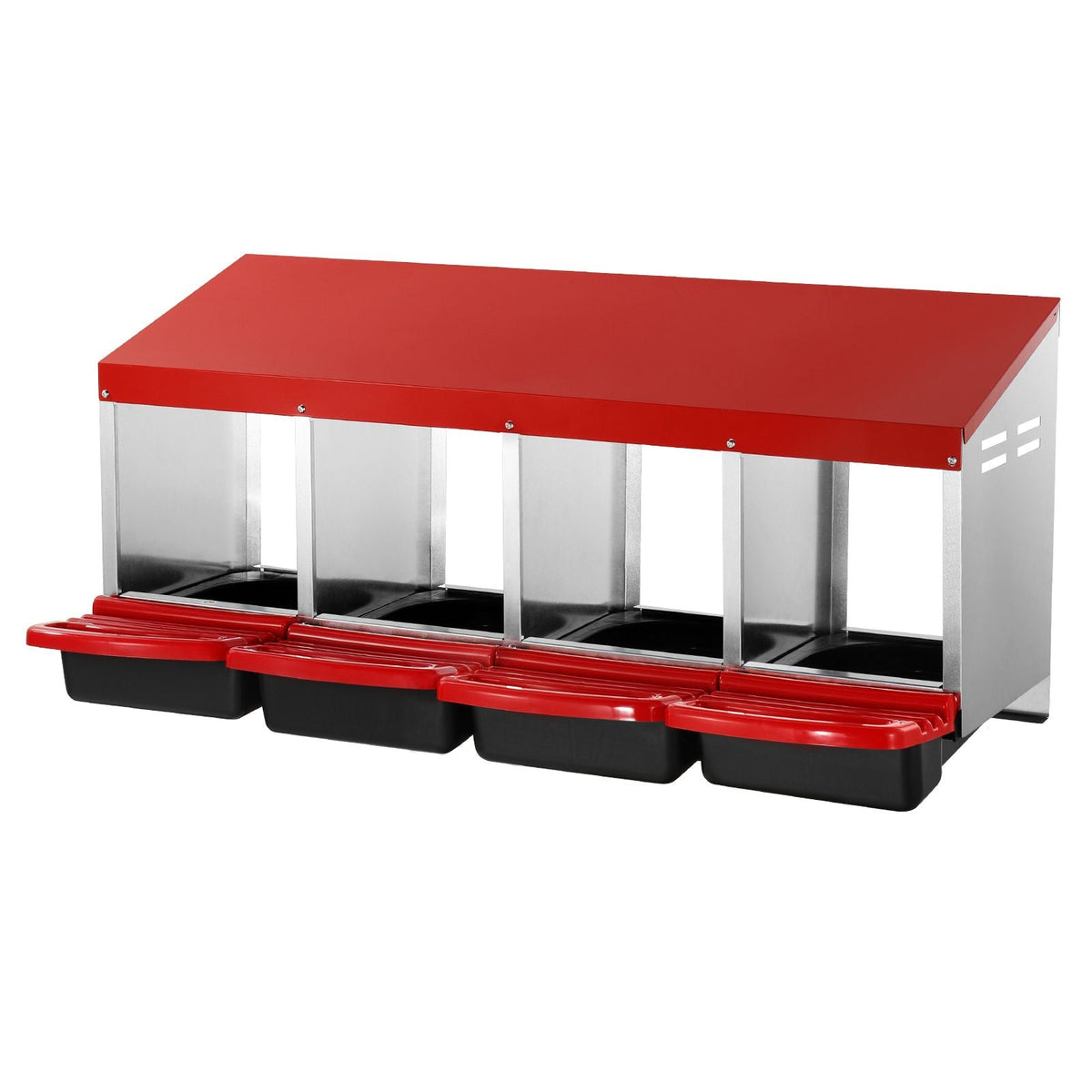 Chicken Nest Box, 4-Compartment, 15 to 30 in Stable & Corrosion-Resistant Metal Nesting Boxes with Inclined Nesting Boxes, Bottom Holes & Resting Platform, Fit for Different Chicken Breeds