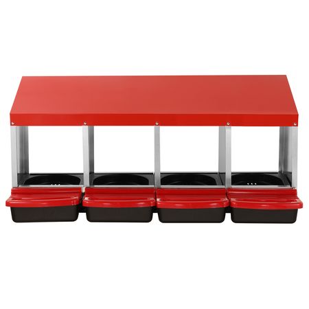 Chicken Nest Box, 4-Compartment, 15 to 30 in Stable & Corrosion-Resistant Metal Nesting Boxes with Inclined Nesting Boxes, Bottom Holes & Resting Platform, Fit for Different Chicken Breeds