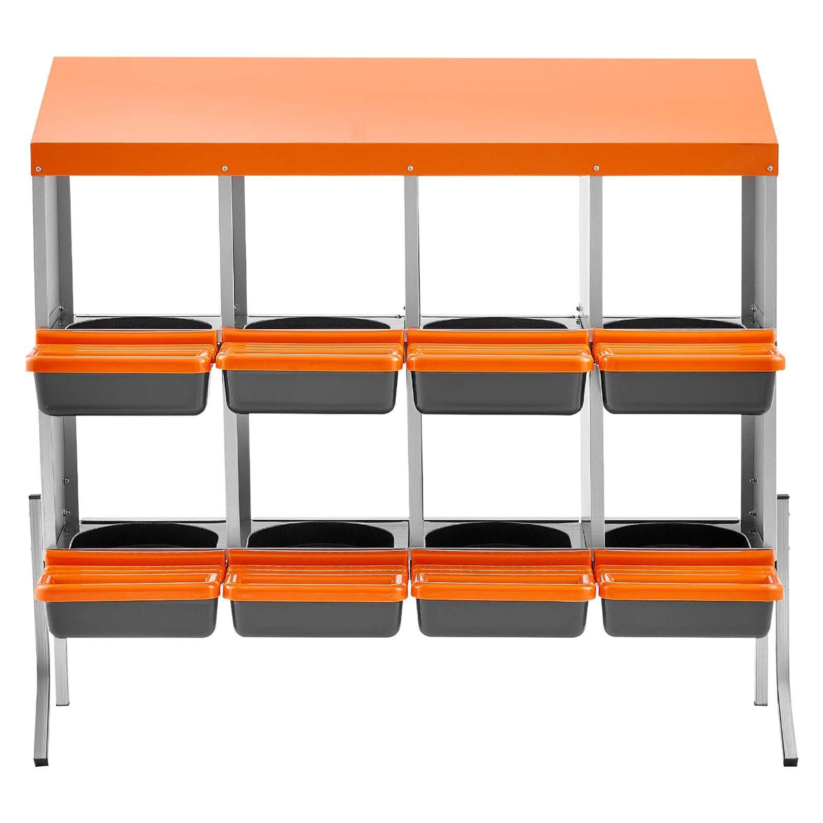 Chicken Nesting Boxes, 8 Compartments, with Support Legs, Easy Egg Collection, Galvanized Steel and High-Strength Plastic, Roll Away Nesting Boxes for Chickens and Hens Laying Eggs, Orange