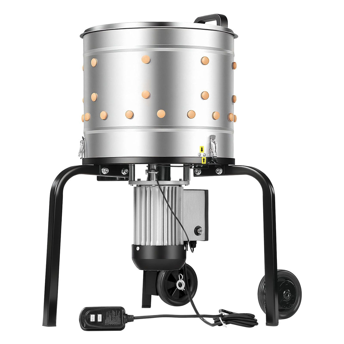 Chicken Plucker Machine, 15.7 in Drum, 550W & 275RPM Electric Chicken Plucking Machine with 114 Soft Fingers & Transport Wheels, Stainless Steel Feather Remover for Processing 1-2 Chicks Once
