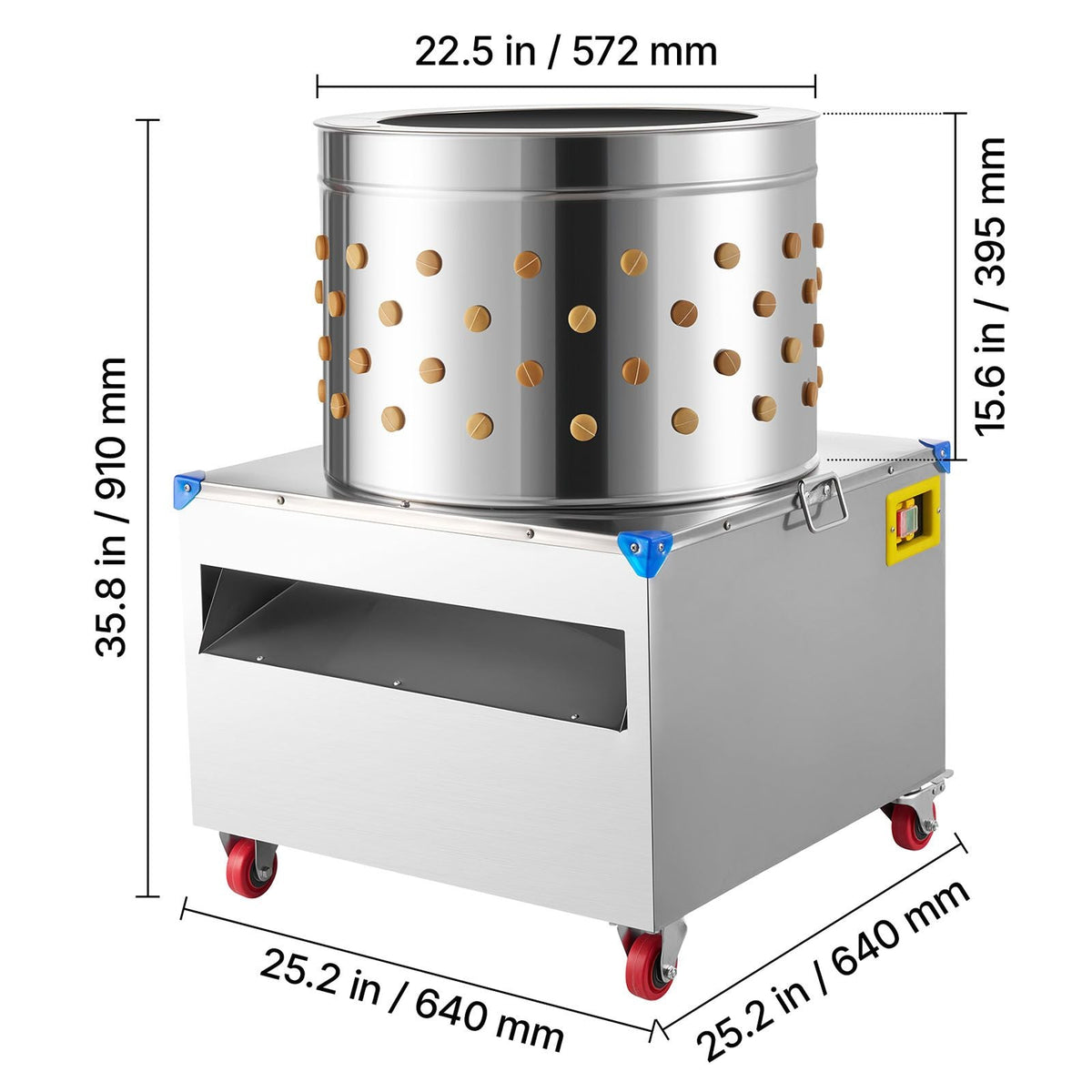 Chicken Plucker Machine, 23.6 in Drum, 2200W & 240RPM Electric Chicken Plucking Machine with 119 Soft Fingers & Transport Wheels, Stainless Steel Feather Remover for Processing 2-4 Chicks Once