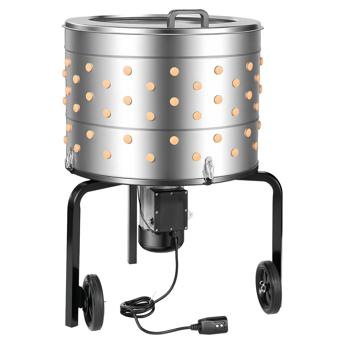 Chicken Plucker Machine, 25.6 in Drum, 1200W & 275RPM Electric Chicken Plucking Machine with 158 Soft Fingers & Transport Wheels, Stainless Steel Feather Remover for Processing 4 Chicks Once