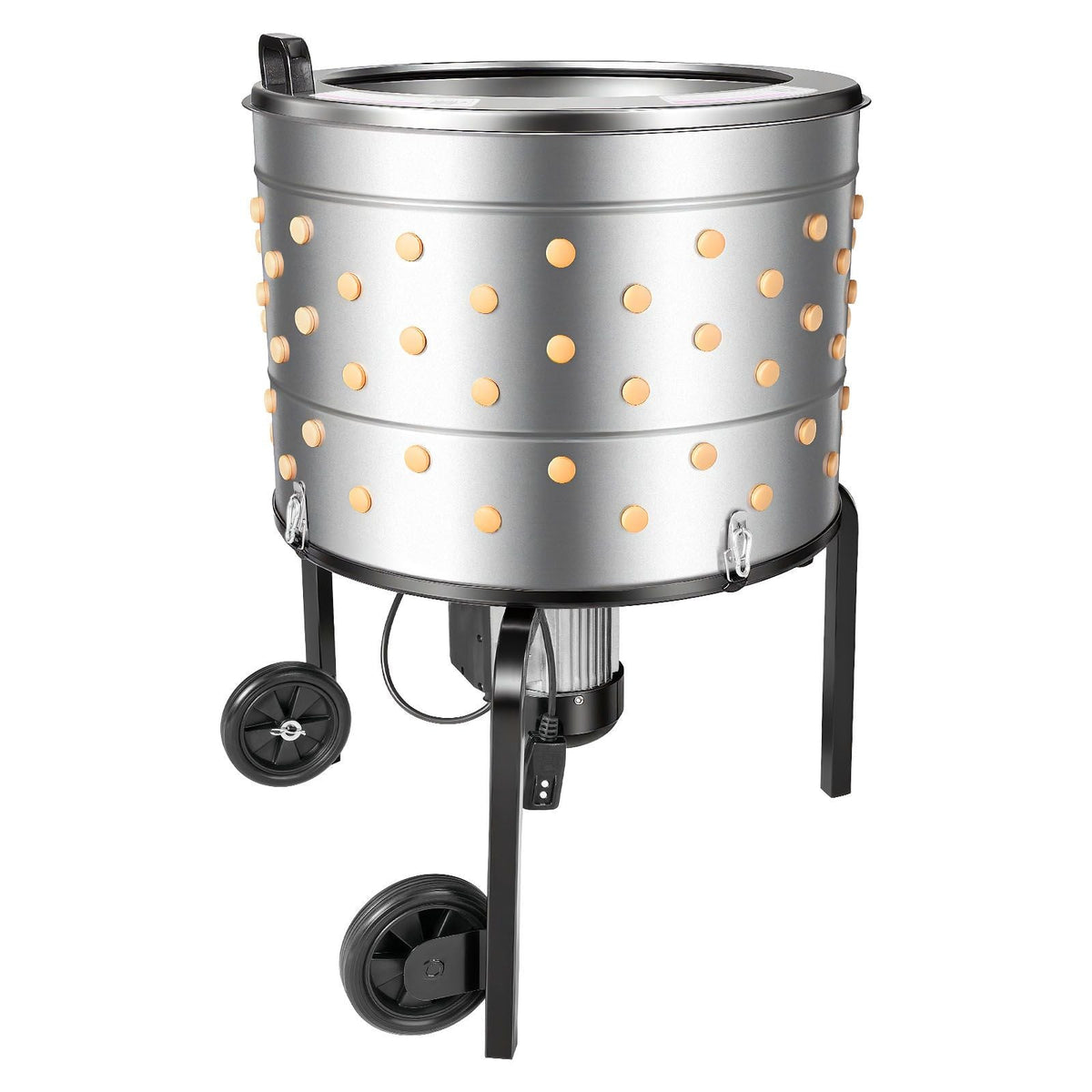Chicken Plucker Machine, 25.6 in Drum, 1200W & 275RPM Electric Chicken Plucking Machine with 158 Soft Fingers & Transport Wheels, Stainless Steel Feather Remover for Processing 4 Chicks Once
