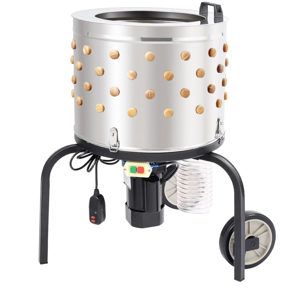 Chicken Plucker Machine, Feather Plucker with 20-inch Stainless Steel Drum, Defeathering Equipment with 108 Soft Fingers, Simple Debris Collection, 500W High Power Poultry Plucking