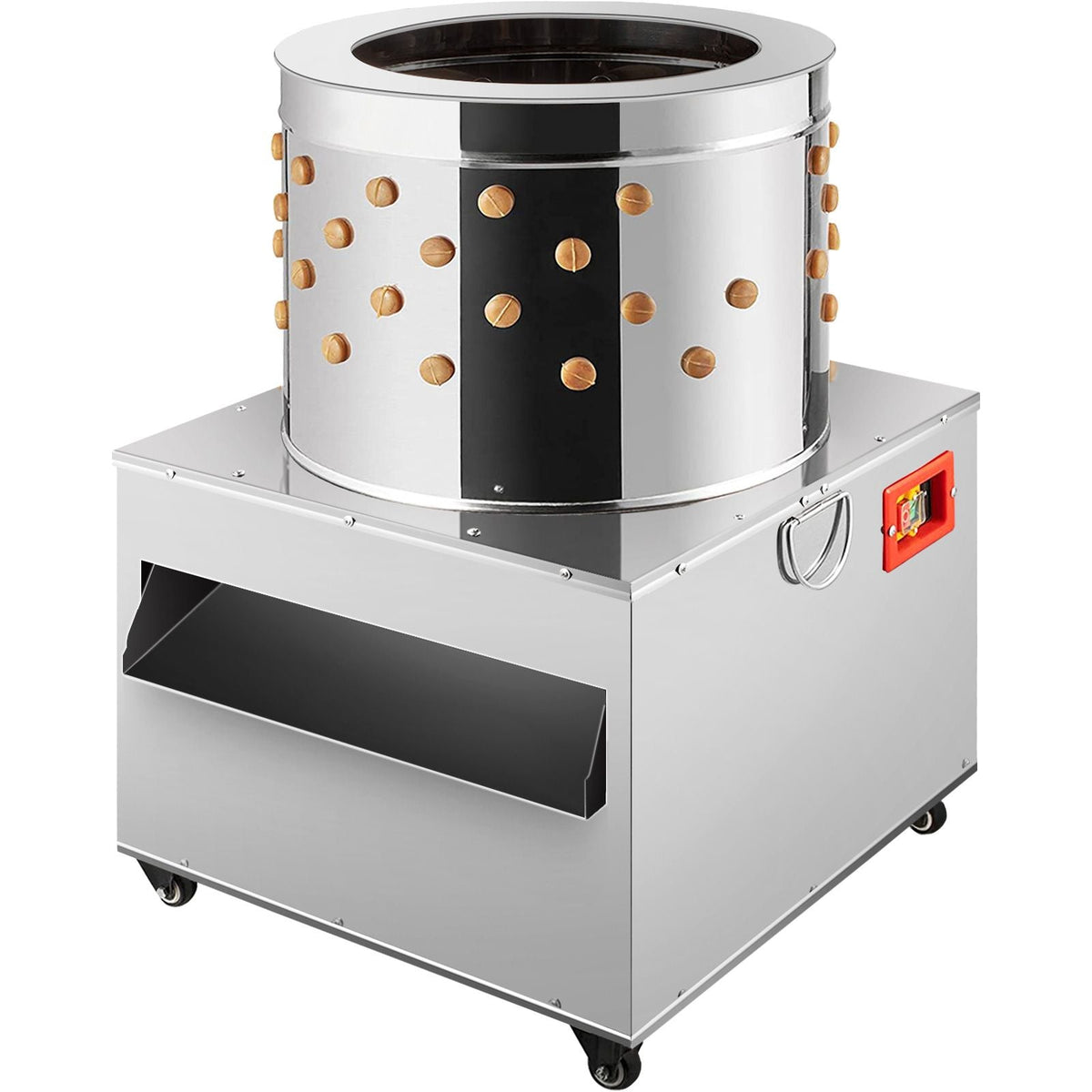 Chicken Poultry Plucker 2200W 240R/min Turkey Chicken Poultry Plucking Machine 23.5inch Barrel Diameter Stainless Steel Feather Plucking Machine with Wheels Defeather Hair Removal Machine