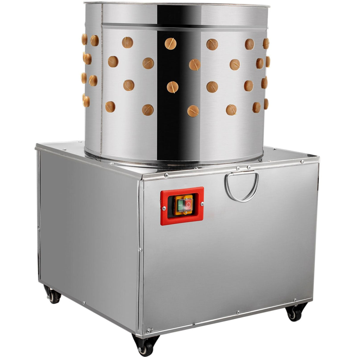 Chicken Poultry Plucker 2200W 240R/min Turkey Chicken Poultry Plucking Machine 23.5inch Barrel Diameter Stainless Steel Feather Plucking Machine with Wheels Defeather Hair Removal Machine