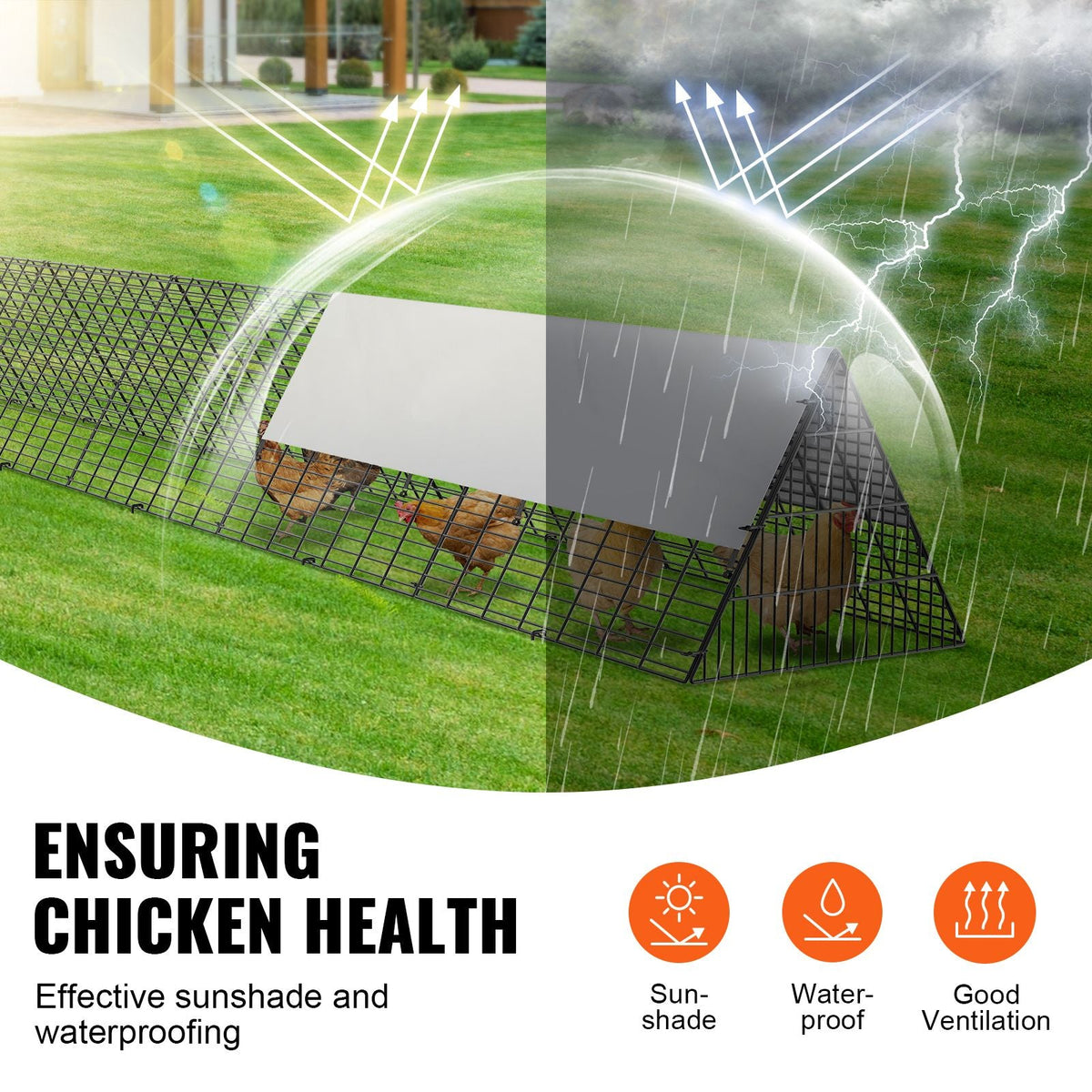 Chicken Tunnels, 236.2 x 157.5 x 24.2 inch(LxWxH) Chicken Tunnels for Yard, Portable Chicken Tunnels for Outside with Corner Frames, 2 Sets, Suitable for Chickens, Ducks, Rabbits
