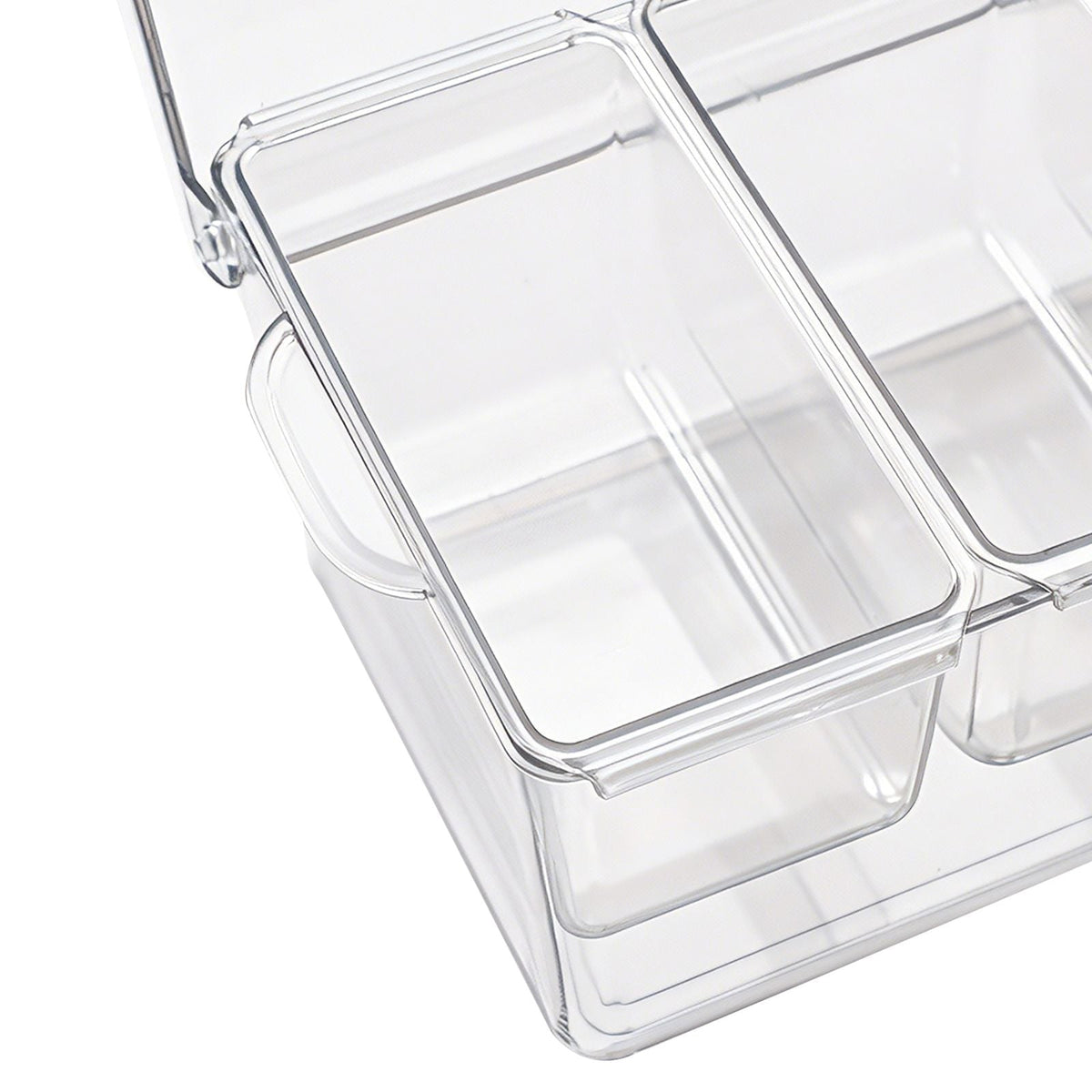 Chilled Condiment Server Caddy, 5 Compartment Ice Cooled Serving Container, Plastic Fruit Garnish Tray Platter with Lid, for Taco Salad Bar Accessories, Party Home Restaurant Supplies