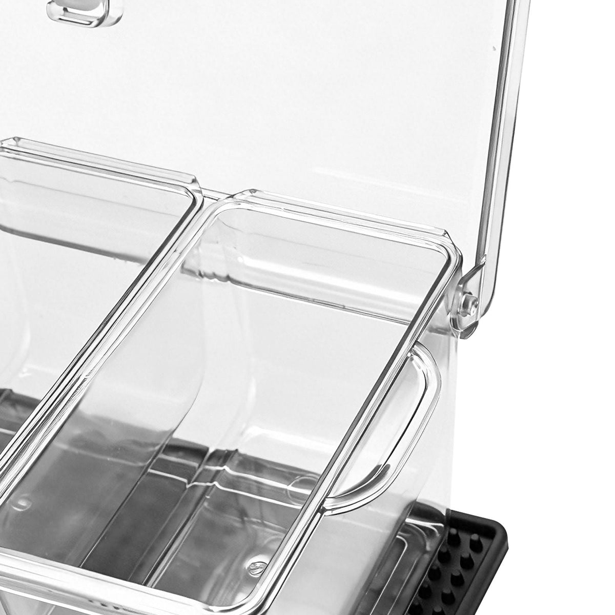 Chilled Condiment Server Caddy, 5 Compartment Ice Cooled Serving Container, Plastic Fruit Garnish Tray Platter with Lid, for Taco Salad Bar Accessories, Party Home Restaurant Supplies