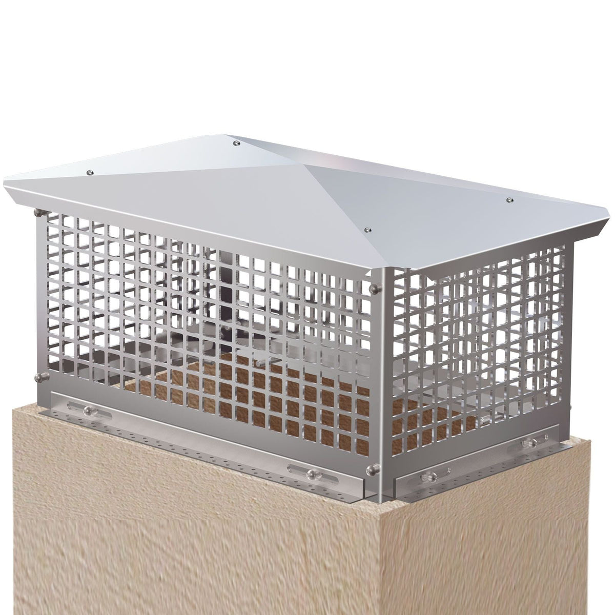Chimney Cap, 13\" x 21\" Flue Caps, 304 Stainless Steel Fireplace Chimney Cover, Adjustable Metal Spark Arrestor with Bolts Screws, Mesh Chimney Flue Cover for Outside Existing Clay Flue Tile