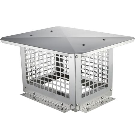 Chimney Cap, 13 x 9 inch, 304 Stainless Steel Fireplace Chimney Cover, Not Easily Toppled & Practical Accessories & Easy Installation, Fits Mesh Flue Covers Outside Clay Flue Shingles, Silver