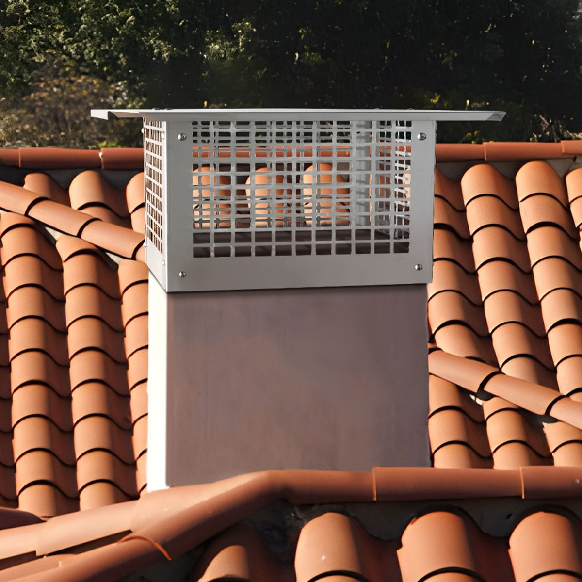Chimney Cap, 13 x 9 inch, 304 Stainless Steel Fireplace Chimney Cover, Not Easily Toppled & Practical Accessories & Easy Installation, Fits Mesh Flue Covers Outside Clay Flue Shingles, Silver