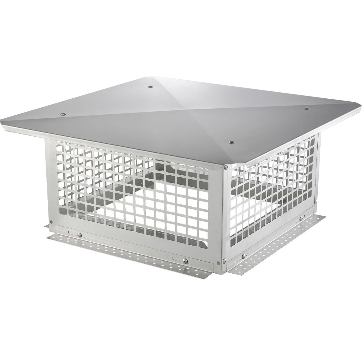 Chimney Cap, 17 x 17 inch, 304 Stainless Steel Fireplace Chimney Cover, Not Easily Toppled & Practical Accessories & Easy Installation, Fits Mesh Flue Covers Outside Clay Flue Shingles, Silver