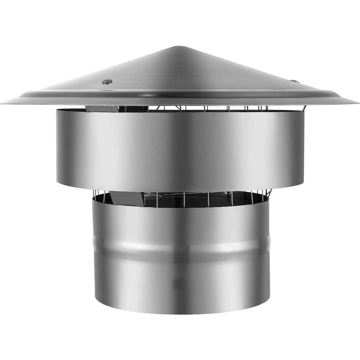 Chimney Cap, 6 inch, 304 Stainless Steel Round Roof Rain Cap, 11.81-inch Increased Caps, All Weather & Reinforced Screws & Easy Installation, for Perfect Insulation Vent Cover Outside, Silver