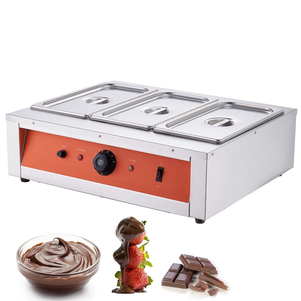 Chocolate Tempering Machine, 26.5 Lbs 3 Tanks Chocolate Melting Pot TEMP Control 86-185 F, 1500W Stainless Steel Electric Commercial Food Warmer For Chocolate/Milk/Cream Melting and Heating