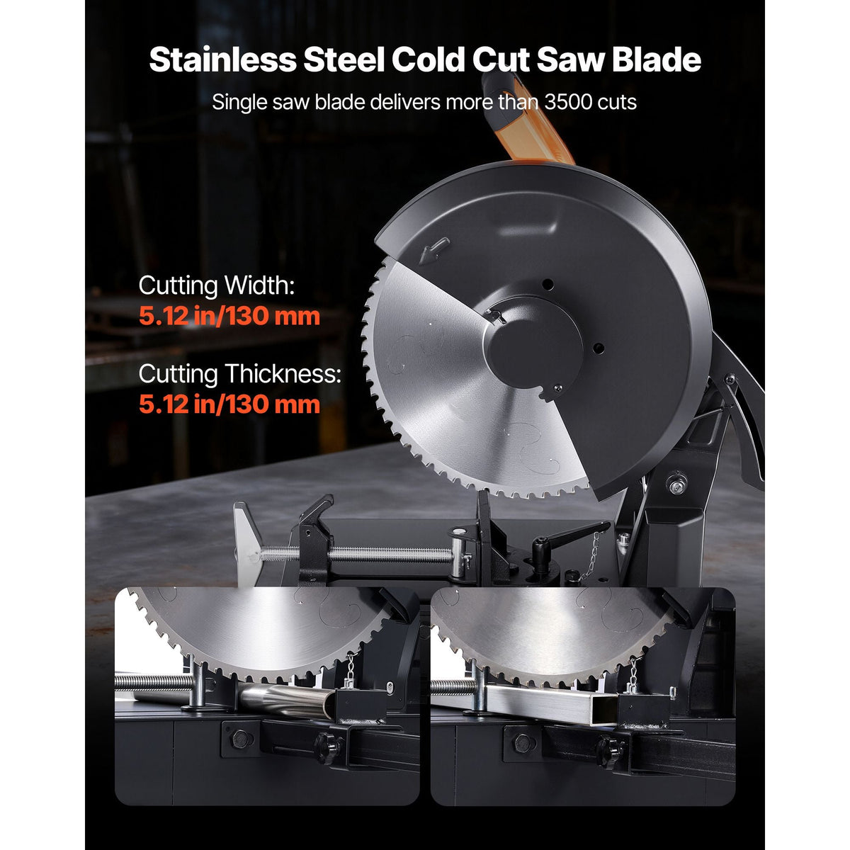 Chop Saw, 14-inch Stainless Steel Cold Cut Blade, 3500 W Powerful Brushless Motor, 750-1200 r/min Adjustable Speed, Metal Cutting Chop Saw for Metal Square and Flat Tubes, Steels (240V/60HZ)