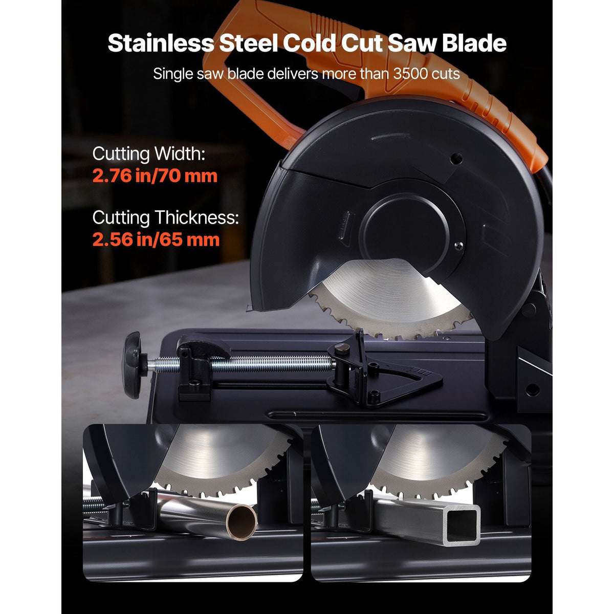 Chop Saw, 7-1/4 in Stainless Steel Cold Cut Blade, 1200 W Motor, 4000 r/min Speed, 0-45° Adjustable Cutting Angle, Metal Cutting Chop Saw for Metal Square and Flat Tubes, I-Shaped Steels