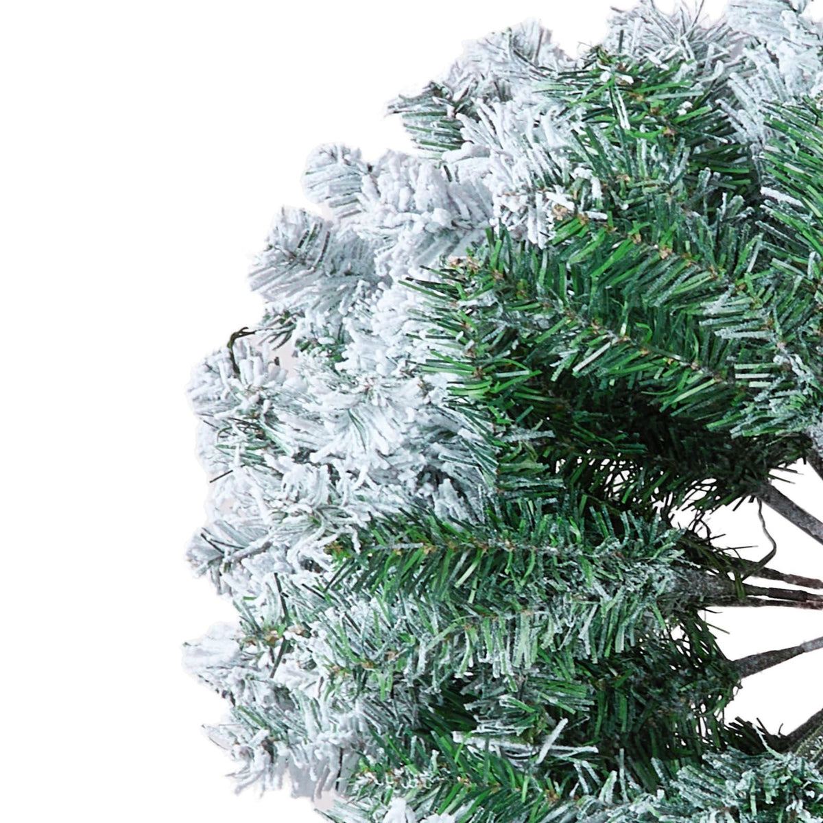 Christmas Tree, 6.5ft Prelit Flocked Artificial Tree, Full Holiday Xmas Tree with 250 White LED Lights, 814 Branch Tips, Metal Base for Home Party Office Decoration