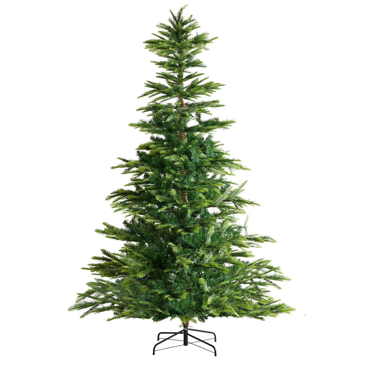 Christmas Tree, 7.5ft Prelit Artificial Xmas Tree, Full Holiday Decor Tree with 700 Warm White LED Lights, 1319 Branch Tips, Metal Base for Home Party Office Decoration