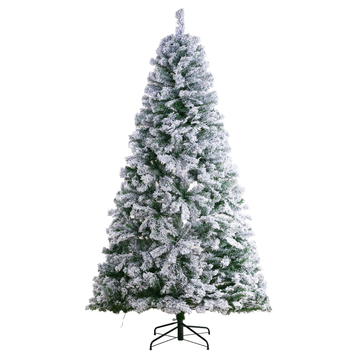 Christmas Tree, 7.5ft Prelit Flocked Artificial Tree, Full Holiday Xmas Tree with 550 White LED Lights, 1346 Branch Tips, Metal Base for Home Party Office Decoration