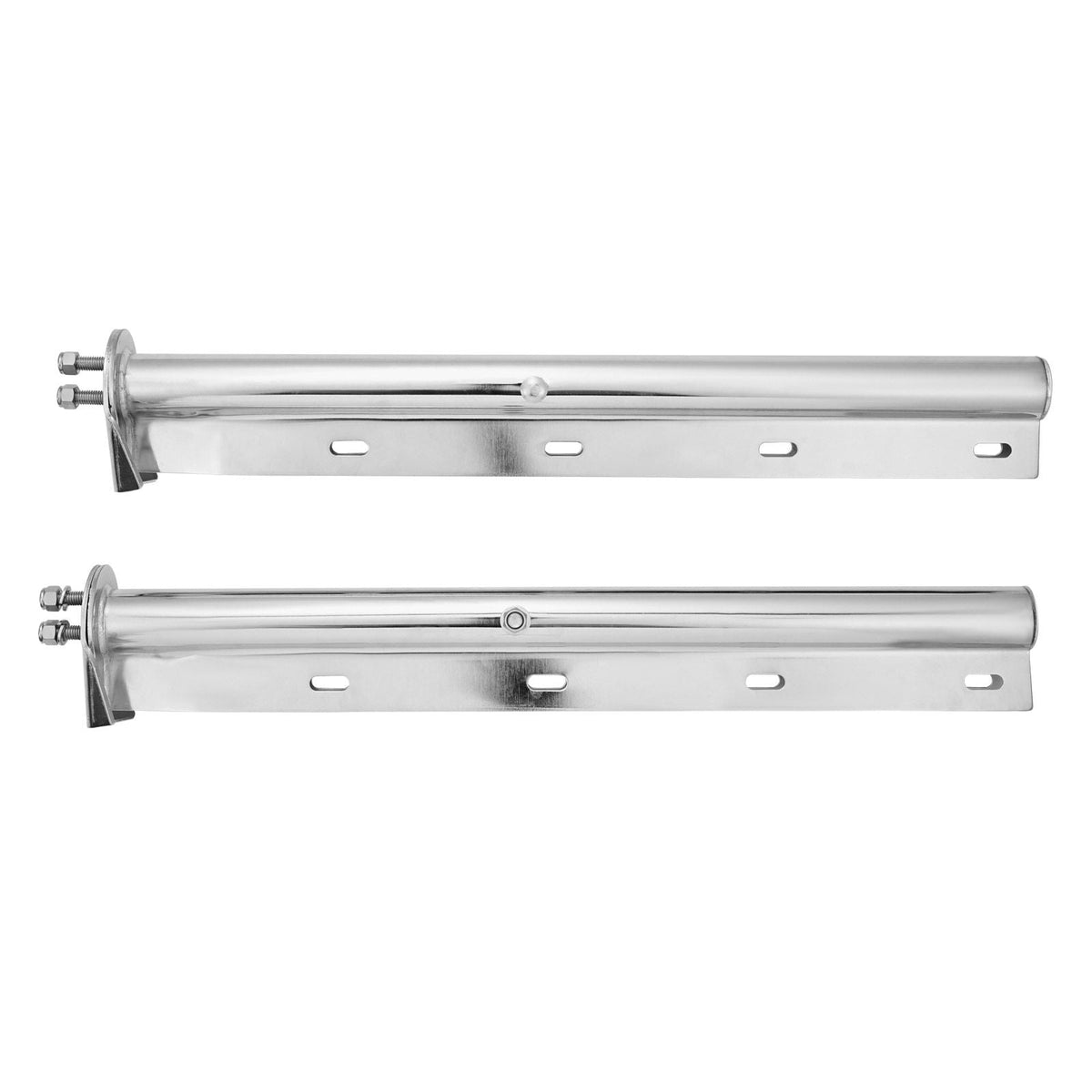 Chrome Straight Spring Loaded Mud Flap Hangers, 1-1/8" Bolt Spacing Mudflap Hangers for Semi Trucks, 1 Pair Heavy Duty Semi Truck Mud Flap Hanger Set with Reflective Strips, Silver