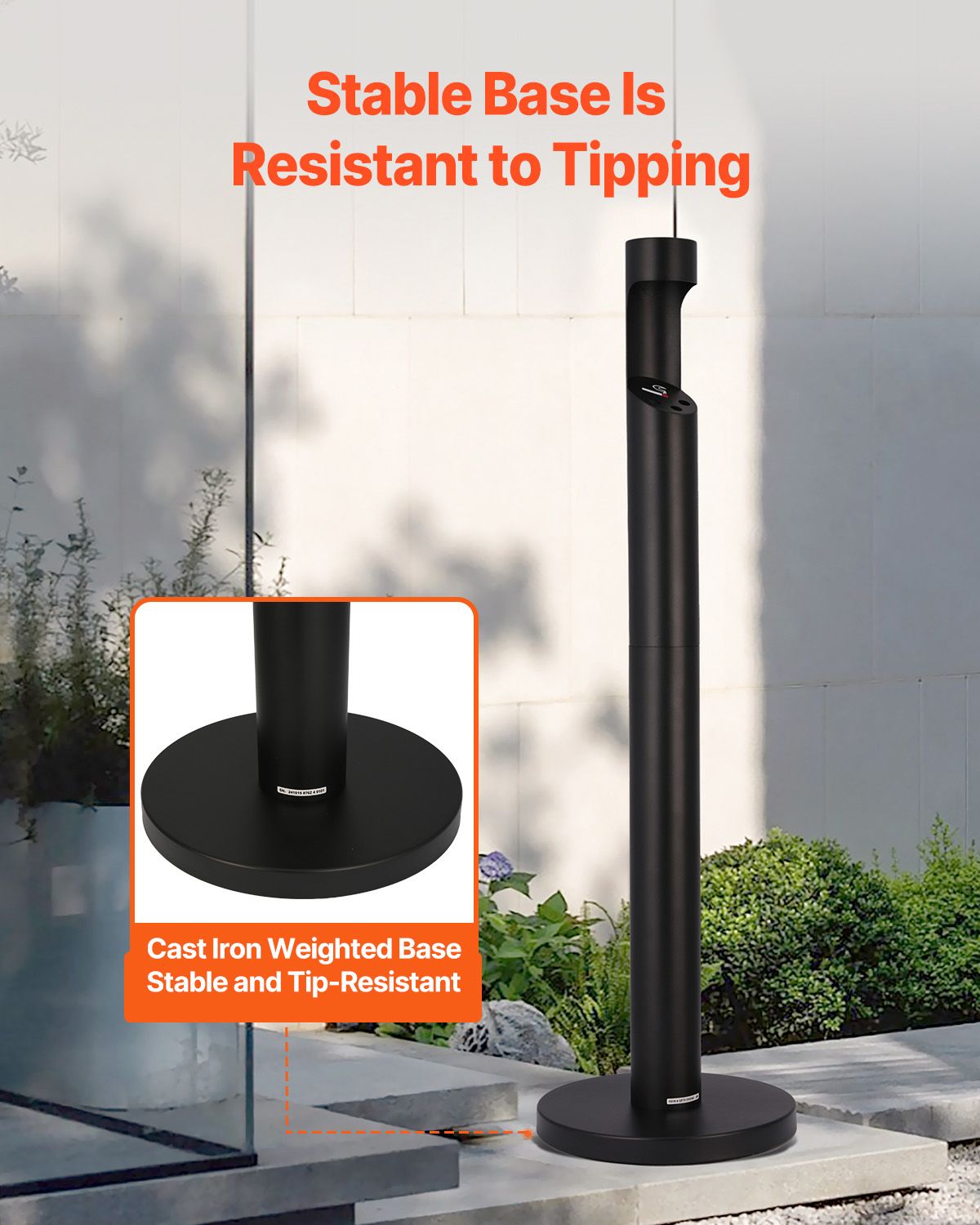 Cigarette Butt Receptacle, Commercial Cylinder Cigarette Butt Container, Freestanding and Weatherproof Outdoor Cigarette Butt Disposal for Garden, Office, Restaurant, Hotel, Bar, Patio, Black