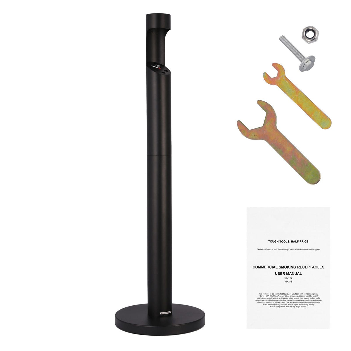 Cigarette Butt Receptacle, Commercial Cylinder Cigarette Butt Container, Freestanding and Weatherproof Outdoor Cigarette Butt Disposal for Garden, Office, Restaurant, Hotel, Bar, Patio, Black