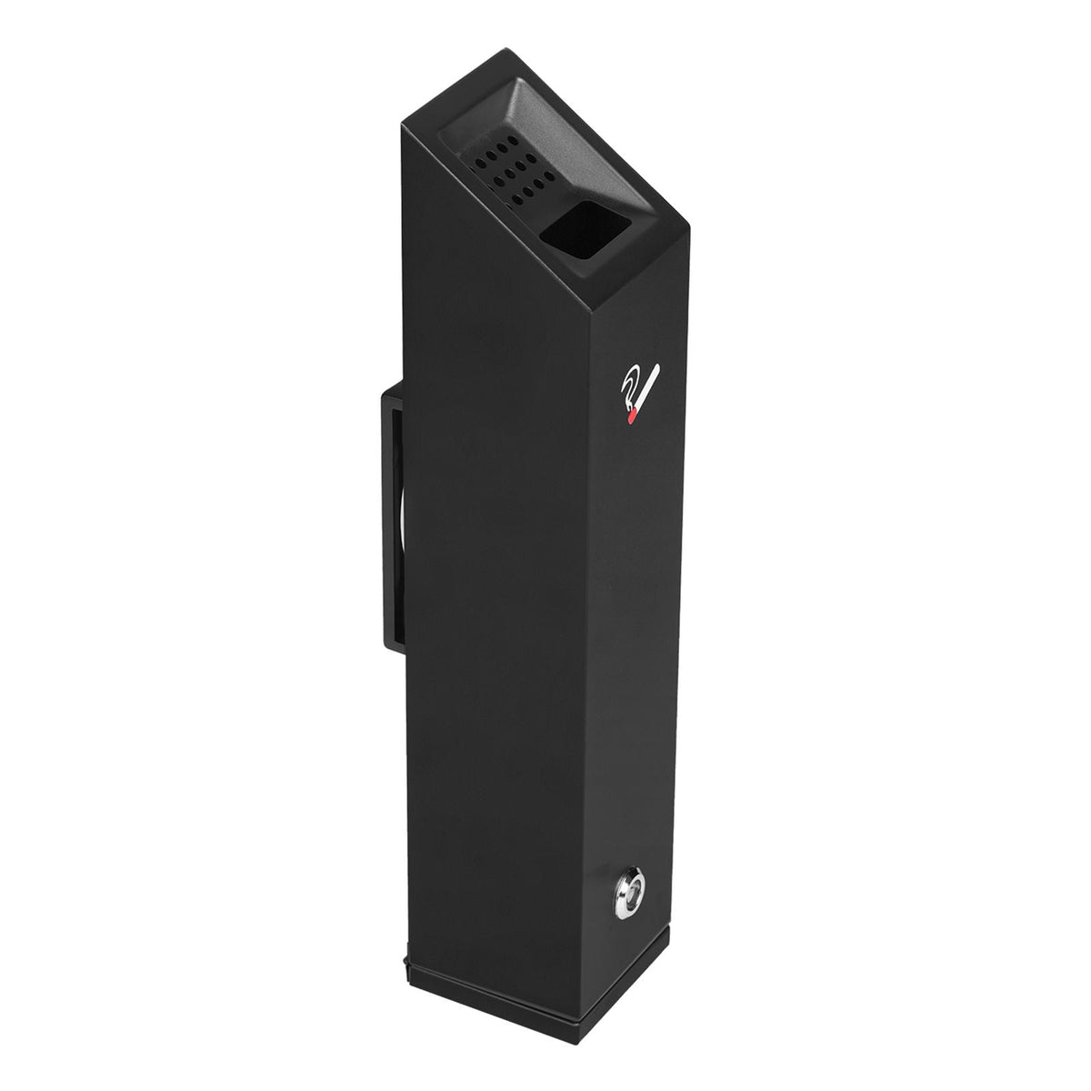 Cigarette Butt Receptacle, Stainless Steel Cuboid Cigarette Butt Container, Wall Mounted and Weatherproof Outdoor Cigarette Butt Disposal for Garden, Office, Restaurant, Hotel, Bar, Black