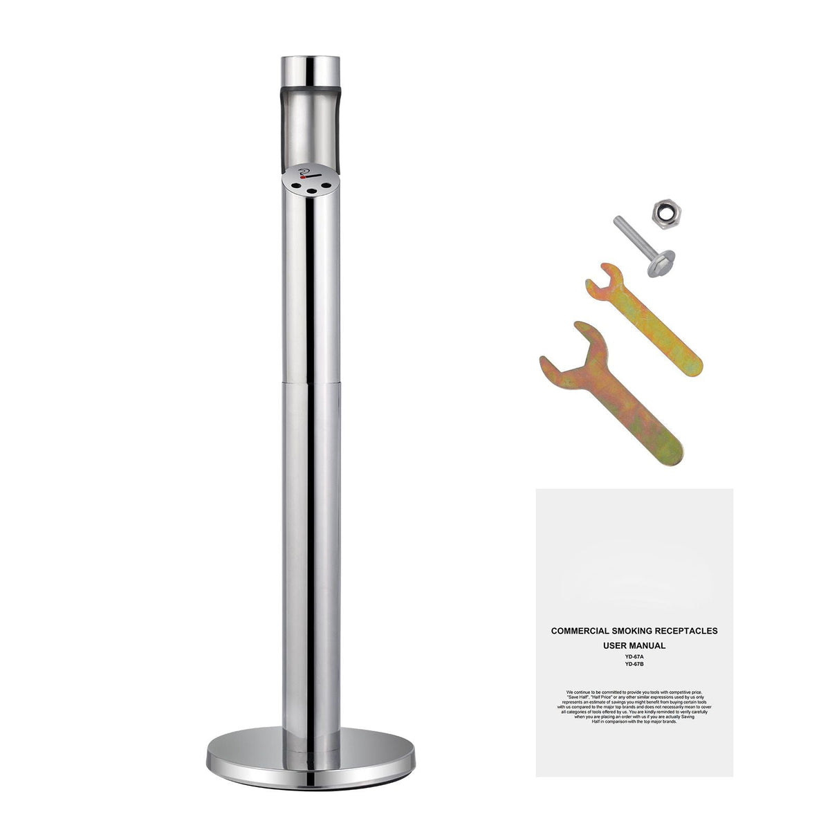 Cigarette Butt Receptacle, Stainless Steel Cylinder Cigarette Butt Container, Freestanding and Weatherproof Outdoor Cigarette Butt Disposal for Garden, Office, Restaurant, Hotel, Bar, Silver