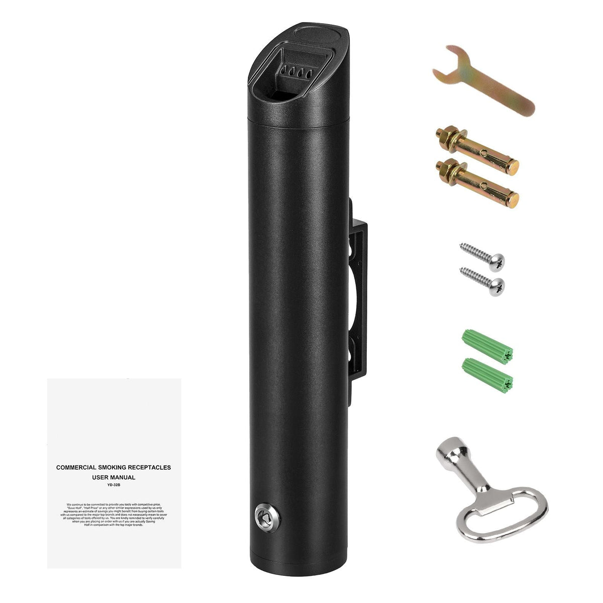 Cigarette Butt Receptacle, Stainless Steel Cylinder Cigarette Butt Container, Wall Mounted and Weatherproof Outdoor Cigarette Butt Disposal for Garden, Office, Restaurant, Hotel, Bar, Black