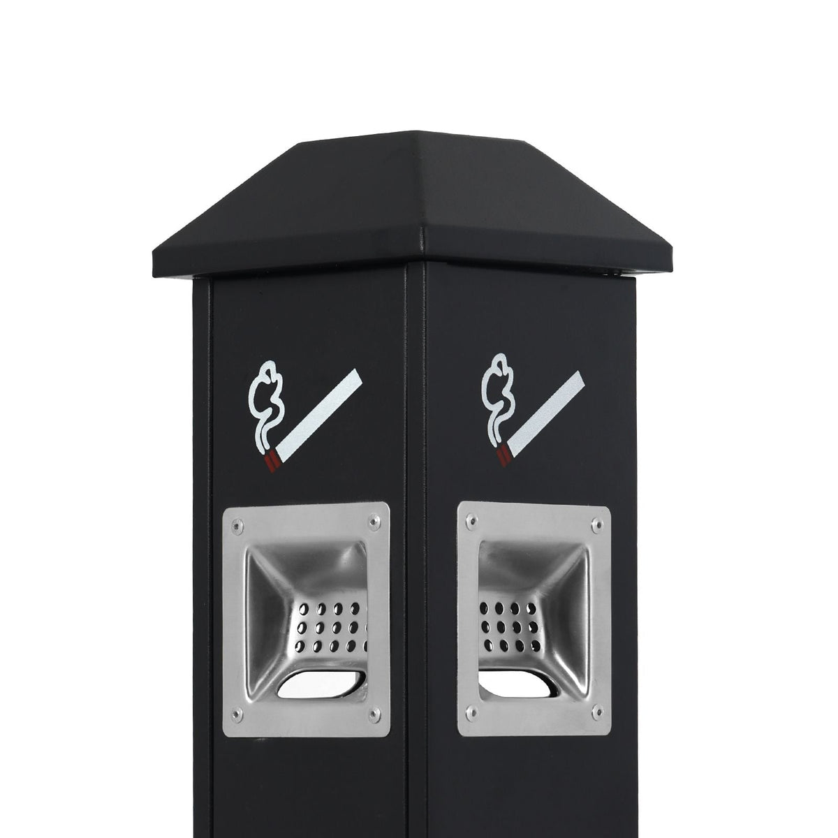 Cigarette Butt Receptacle, Weatherproof Cigarette Butt Container with 4 Disposal Openings & Top Cover, Freestanding Outdoor Cigarette Butt Disposal for Garden, Office, Restaurant, Hotel, Black