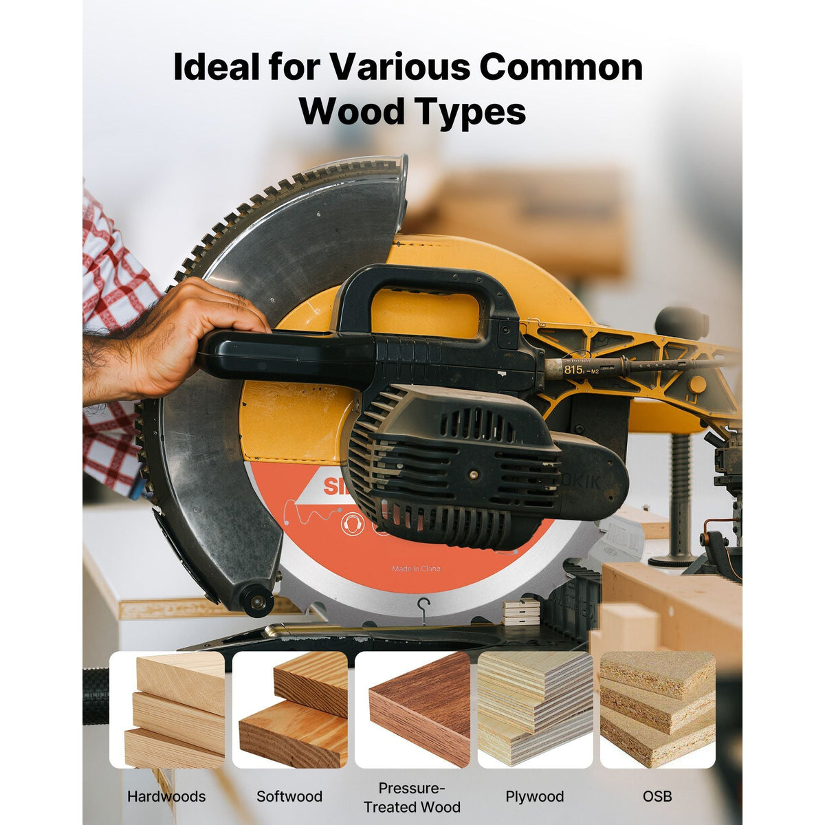 Circular Saw Blade, 10 inch Diameter, 24 Sharp Alloy Teeth, 5/8 inch Arbor, Fine Finish, Wood Cutting Blade for Circular Saw, with Noise-Reducing Heat Vents, for Cutting Plywood, OSB, Hardwood