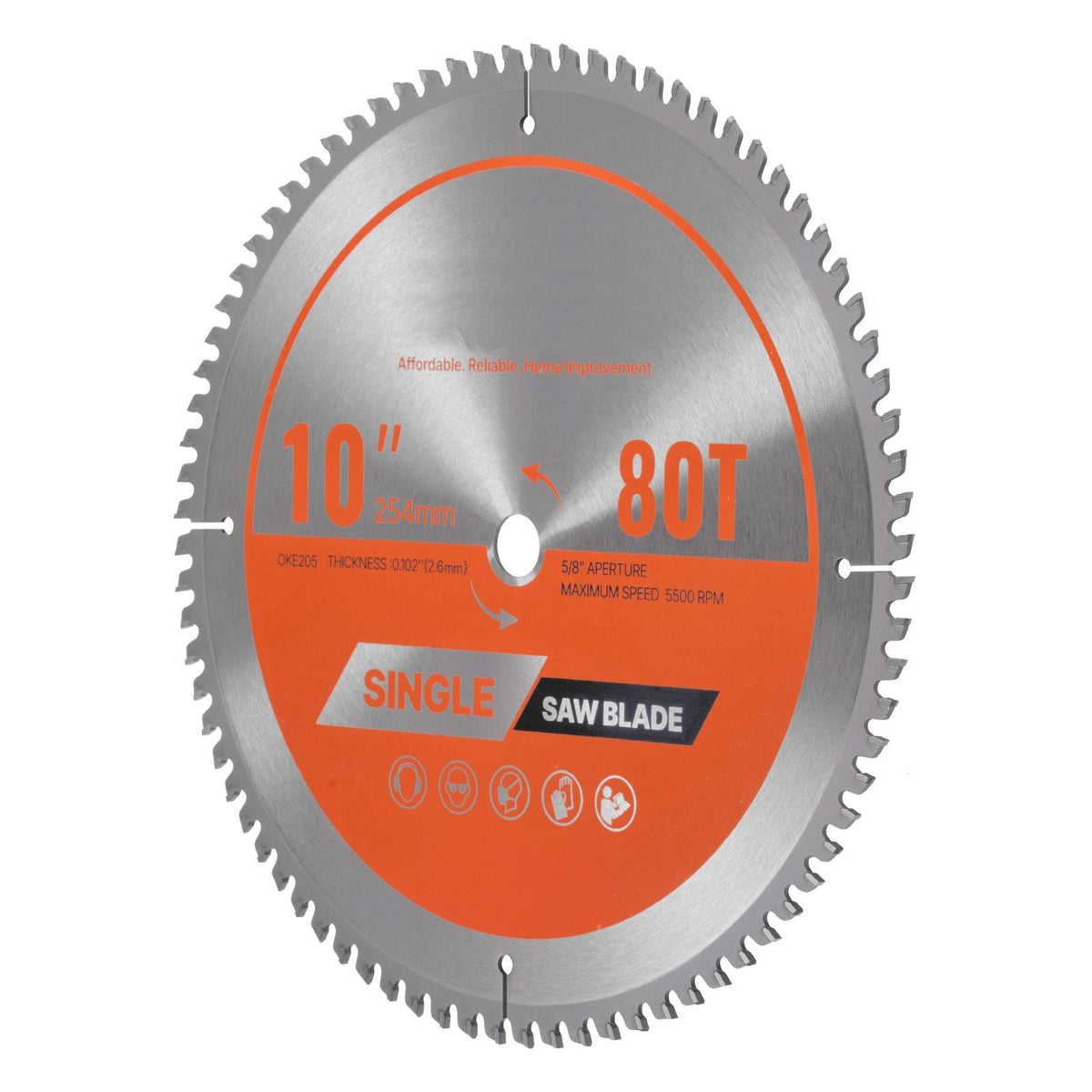 Circular Saw Blade, 10 inch Diameter, 80 Sharp Alloy Teeth, 5/8 inch Arbor, Fine Finish, Aluminum Cutting Blade for Circular Saw, with Noise-Reducing Heat Vents, for Cutting Steel and Metal