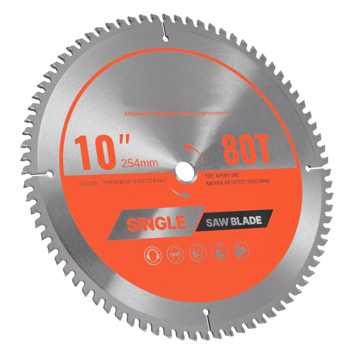 Circular Saw Blade, 10 inch Diameter, 80 Sharp Alloy Teeth, 5/8 inch Arbor, Fine Finish, Aluminum Cutting Blade for Circular Saw, with Noise-Reducing Heat Vents, for Cutting Steel and Metal