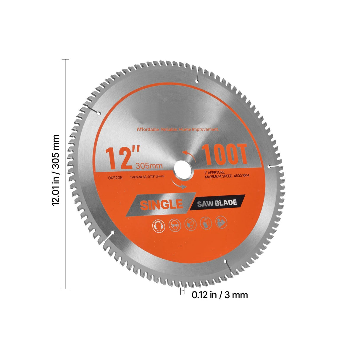 Circular Saw Blade, 12 inch Diameter, 100 Sharp Alloy Teeth, 1 inch Arbor, Fine Finish, Aluminum Cutting Blade for Circular Saw, with Noise-Reducing Heat Vents, for Cutting Steel and Metal