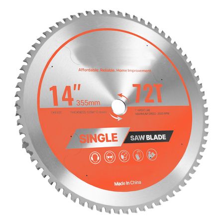 Circular Saw Blade, 14 inch Diameter, 72 Sharp Alloy Teeth, 1 inch Arbor, Fine Finish, Metal Cutting Blade for Circular Saw, with Noise-Reducing Heat Vents, for Cutting Steel and Aluminum