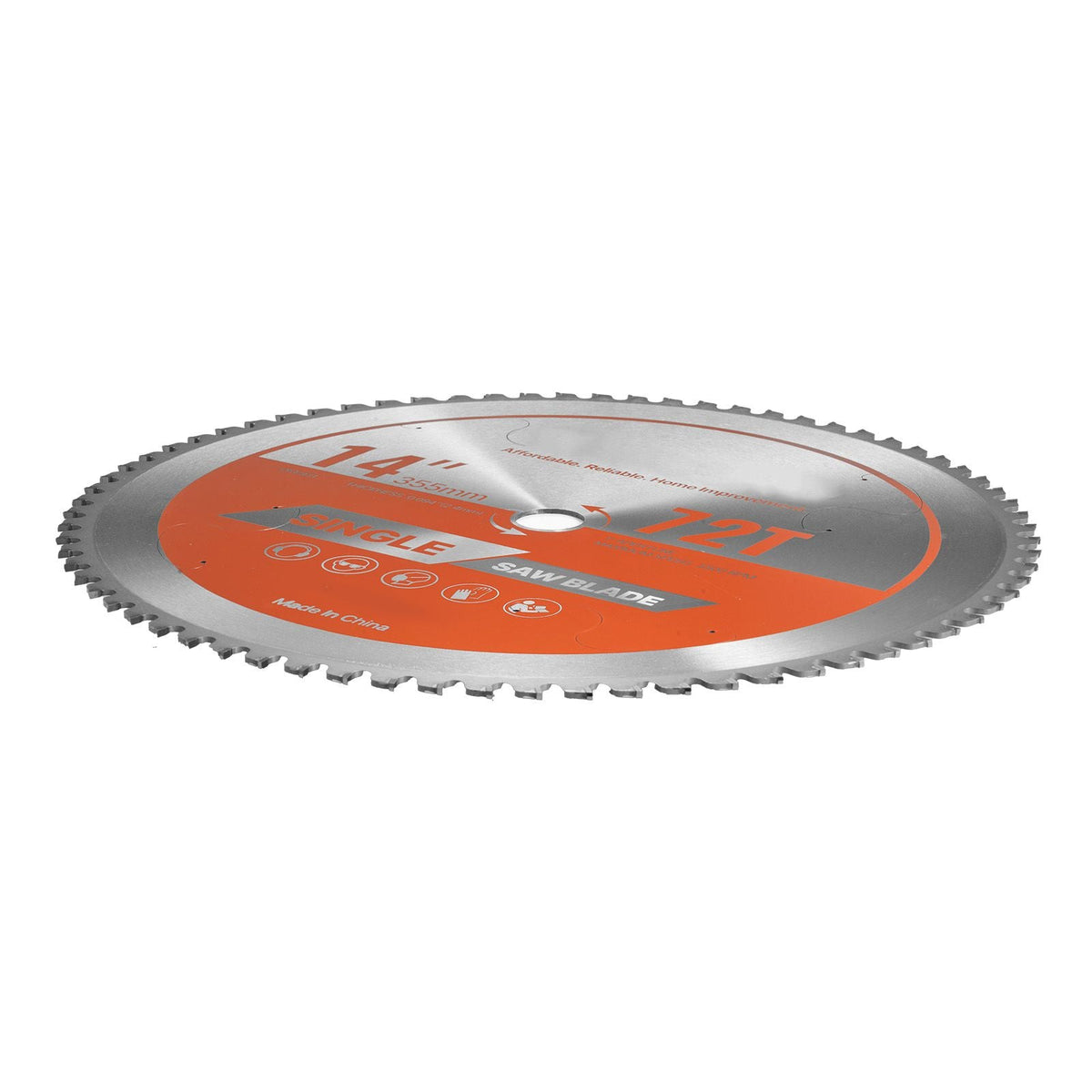 Circular Saw Blade, 14 inch Diameter, 72 Sharp Alloy Teeth, 1 inch Arbor, Fine Finish, Metal Cutting Blade for Circular Saw, with Noise-Reducing Heat Vents, for Cutting Steel and Aluminum