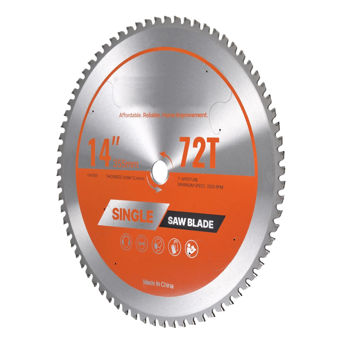Circular Saw Blade, 14 inch Diameter, 72 Sharp Alloy Teeth, 1 inch Arbor, Fine Finish, Metal Cutting Blade for Circular Saw, with Noise-Reducing Heat Vents, for Cutting Steel and Aluminum