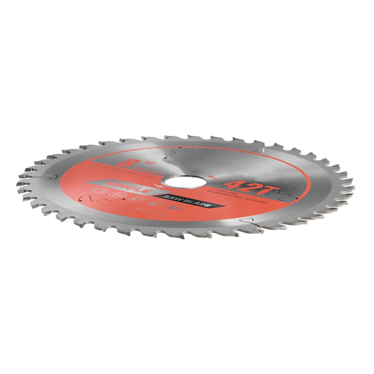 Circular Saw Blade, 8 inch Diameter, 42 Sharp Alloy Teeth, 1 inch Arbor, Fine Finish, Wood Cutting Blade for Circular Saw, with Noise-Reducing Heat Vents, for Cutting Plywood, OSB, and Hardwood