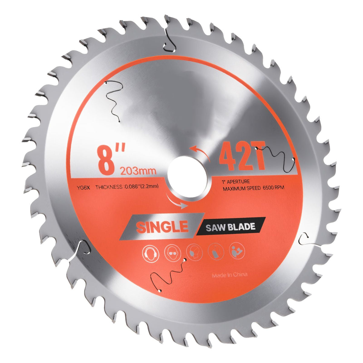 Circular Saw Blade, 8 inch Diameter, 42 Sharp Alloy Teeth, 1 inch Arbor, Fine Finish, Wood Cutting Blade for Circular Saw, with Noise-Reducing Heat Vents, for Cutting Plywood, OSB, and Hardwood